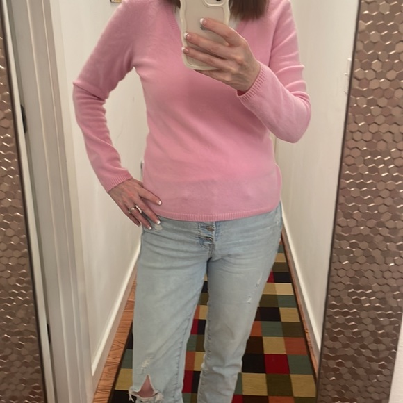 Caslon Light Pink V-Neck 100% Cashmere Long Sleeve Sweater Size Large - Picture 9 of 12